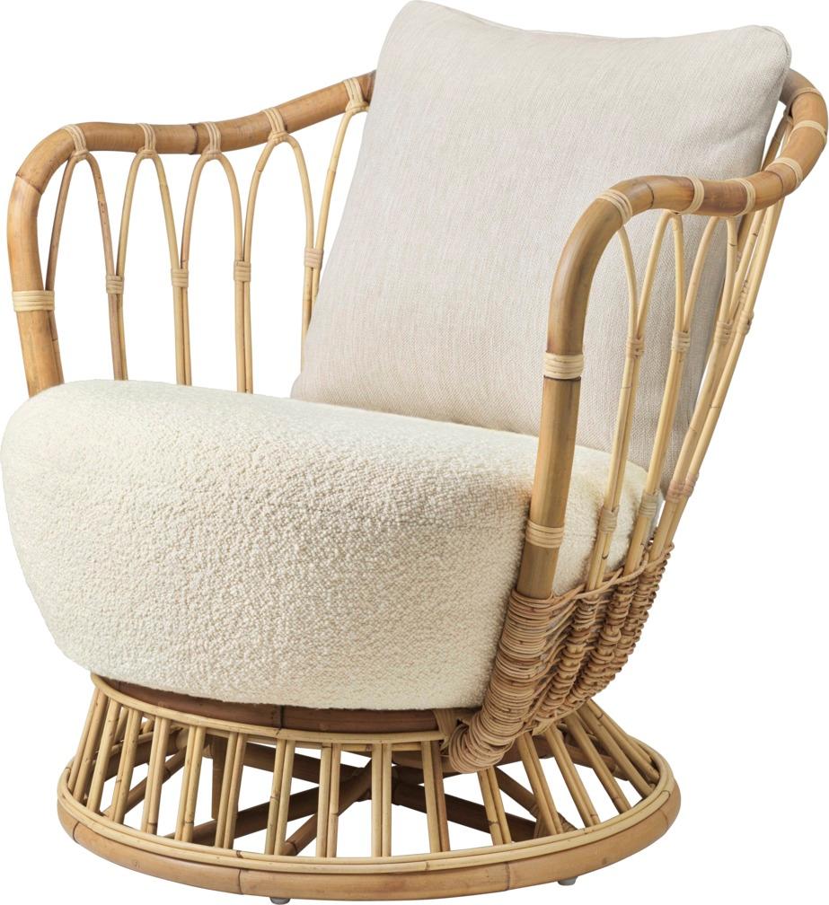 Textile Customizable Gubi Grace Rattan Lounge Chair Designed by Tove Kindt Larsen For Sale