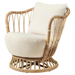 Customizable Gubi Grace Rattan Lounge Chair Designed by Tove Kindt Larsen