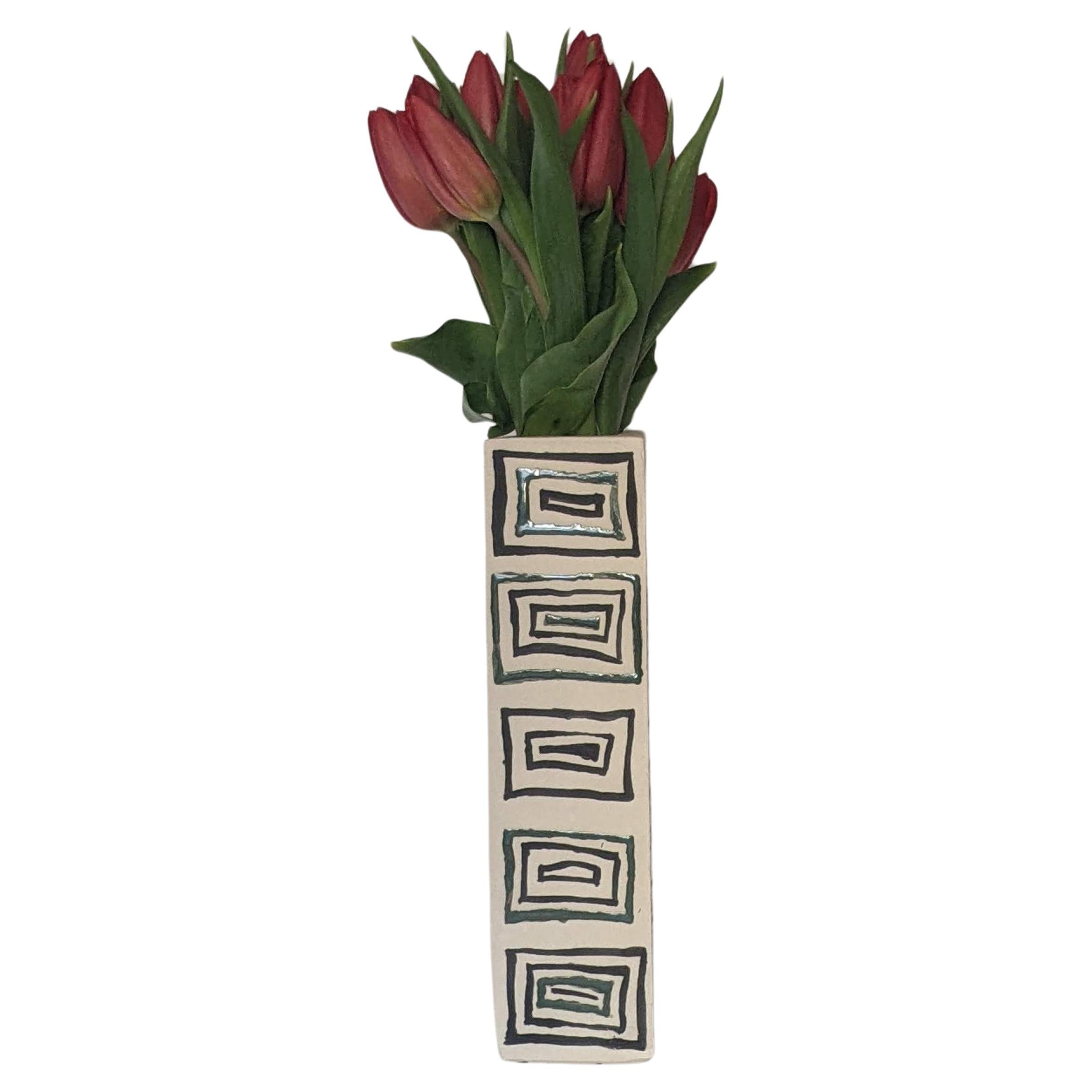 Customizable Hand-crafted Ceramic Vase (Dancing Squares) by James Hicks