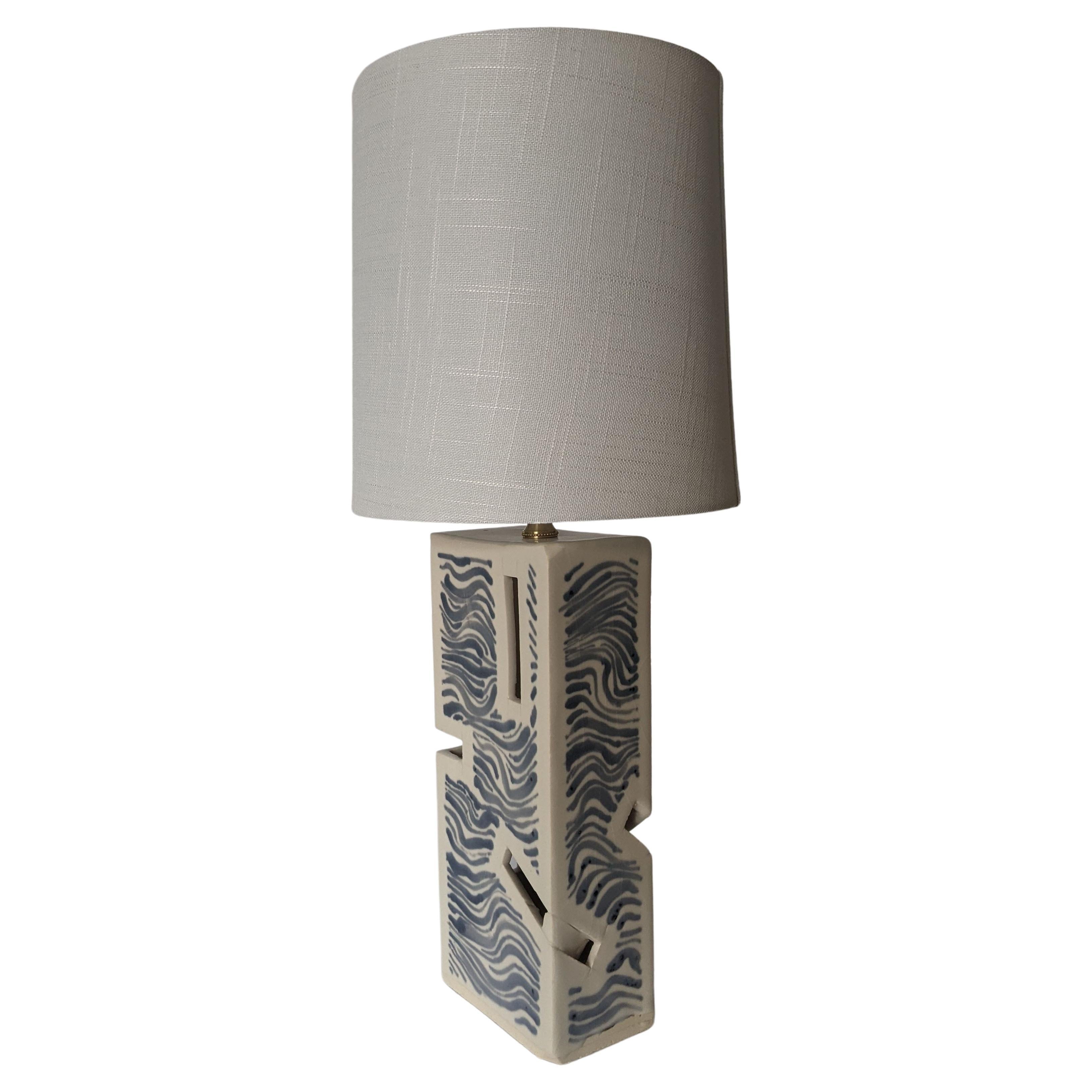 Customizable Hand-Painted Ceramic "Random Openings" Lamp by James Hicks For Sale