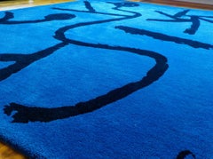 Customizable Hand Tufted Rug, after Paul Klee, striking blue and black, Lim. Ed.