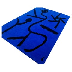 Anpassbarer handgetufteter Teppich, nach Paul Klee, auffallend blau und schwarz, Lim. Ed.