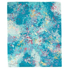 Customizable Handknotted Rug after Sabine Oecking, "Joy & Life 11 ", blue