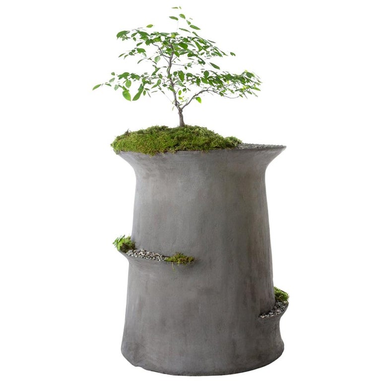 Concrete Echelon Planter by OPIARY (D44", H48") For Sale