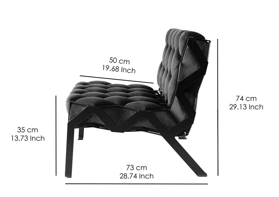 Anpassbarer handgefertigter organischer Beistellstuhl aus Stahl und Parma-Samt von Tawla (Pulverbeschichtet) im Angebot