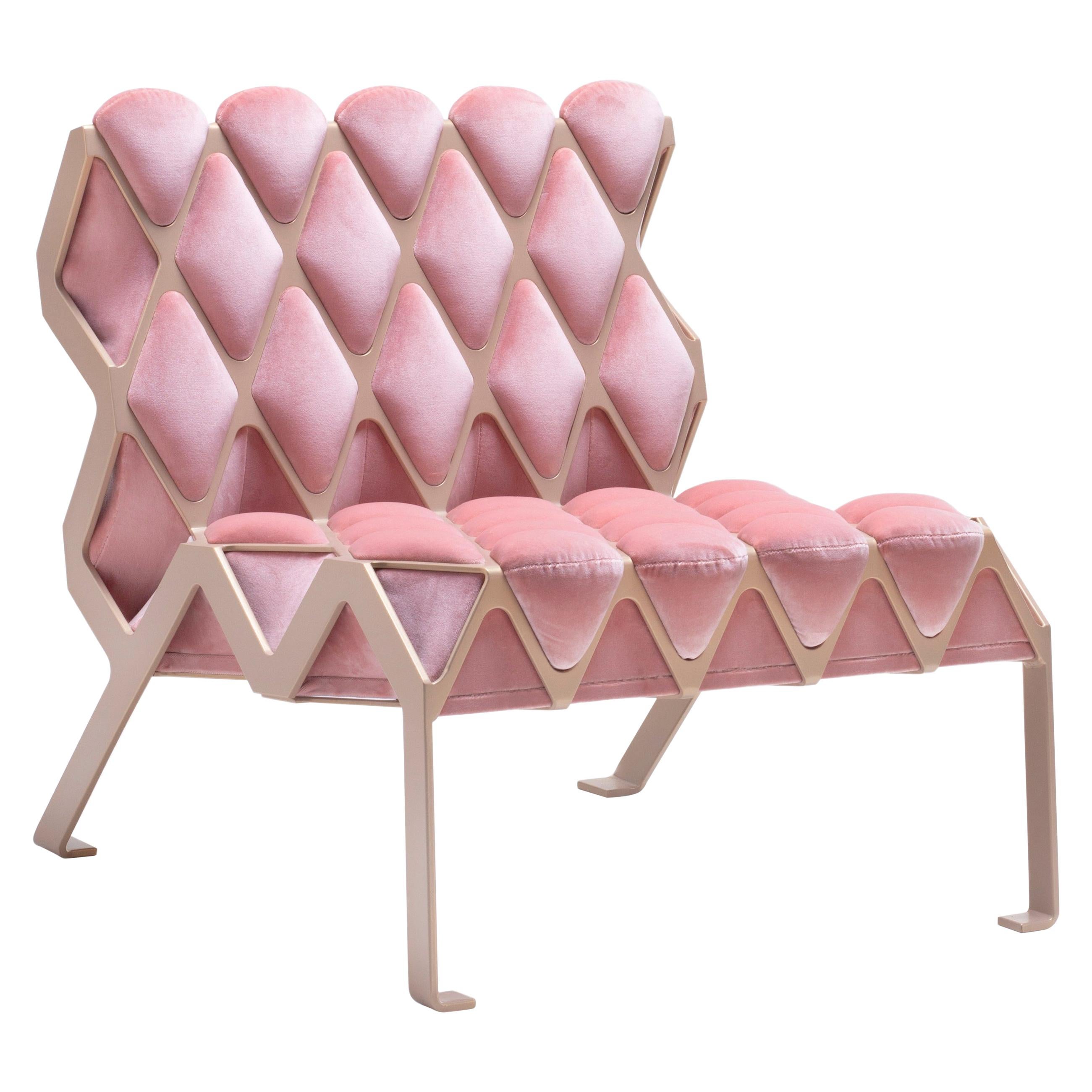 Handcrafted Matrice Chair in Steel and Parma Velvet by Tawla