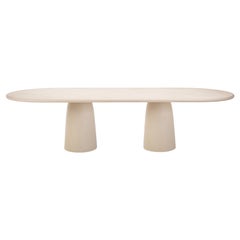 Customizable Handmade Outdoor Plaster Textured Dining Table, Flat Oval, CM260
