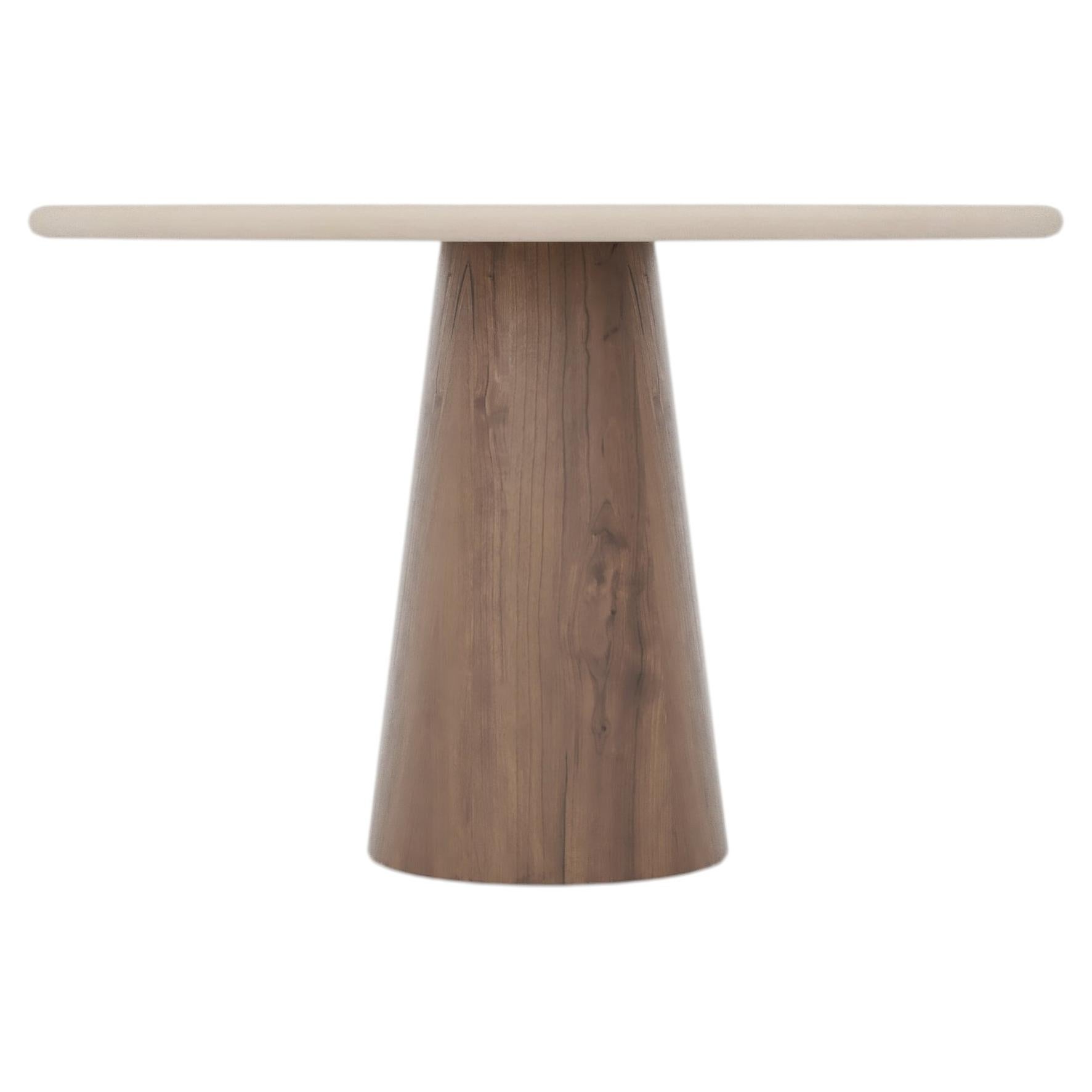 Customizable Handmade Plaster Dining Table w/ Walnut base, Round, CCW100
