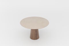 Customizable Handmade Plaster Dining Table w/ Walnut base, Round, CCW140