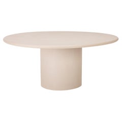 Mesa de comedor de exterior de yeso con textura, hecha a mano y personalizable, de forma redonda orgánica, S150