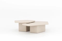 Customizable Handmade Plaster Textured Coffee Table set, Abstract shape