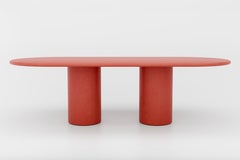 Customizable Handmade Plaster Textured Dining Table, Flat Oval, Minimalist C280