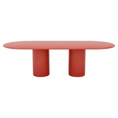 Customizable Handmade Plaster Textured Dining Table, Flat Oval, Minimalist C280