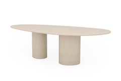Customizable Handmade Plaster Textured Dining Table, Organic Shape LA260