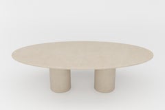 Customizable Handmade Plaster Textured Dining Table, Oval, Contemporary E240