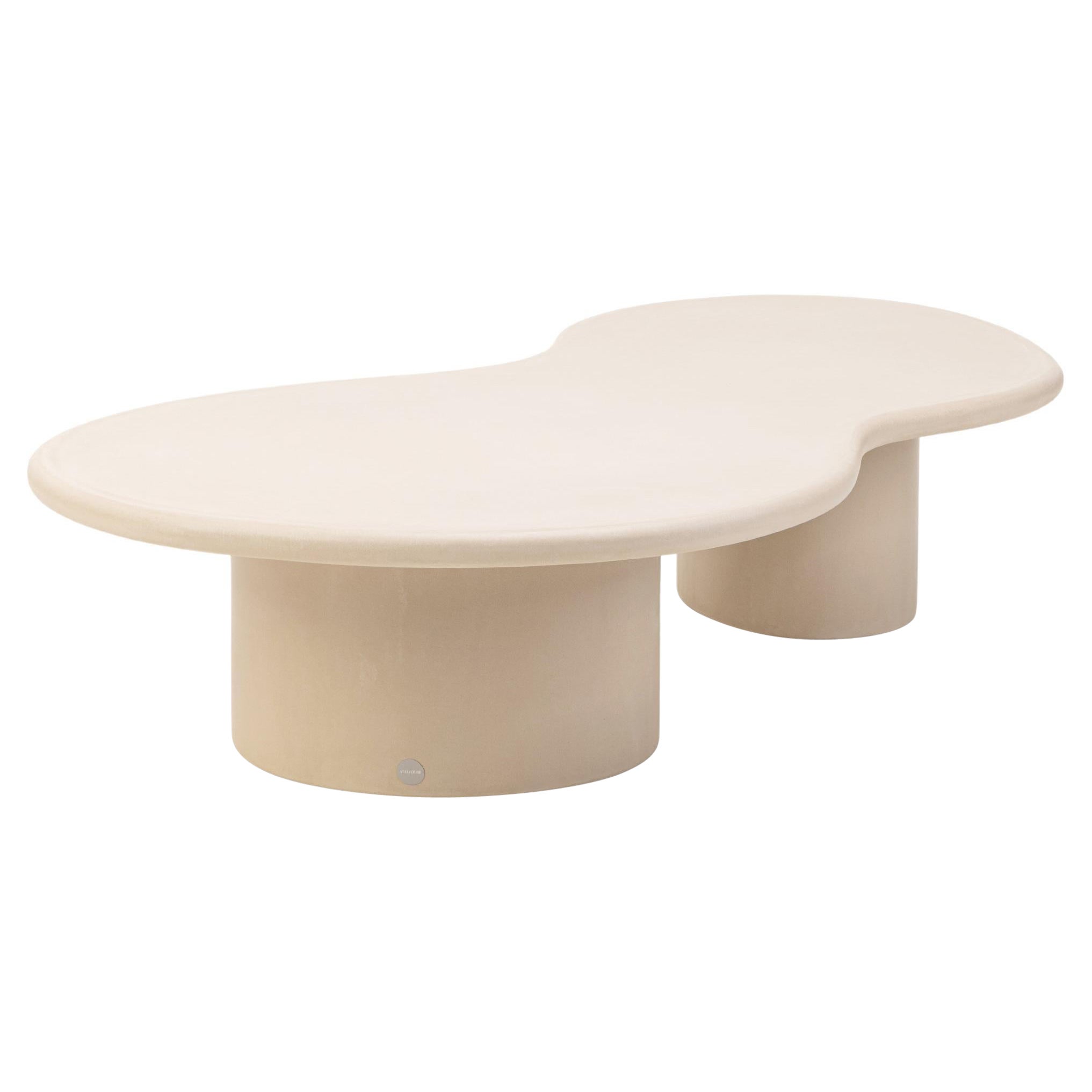 Customizable Handmade Plaster Textured Outdoor Coffee Table, Organic Shape, O150