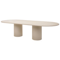Customizable Handmade Plaster Textured Outdoor Dining Table, Flat Oval, C260