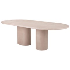 Customizable Handmade Plaster Textured Outdoor Dining Table, Flat Oval, CA220