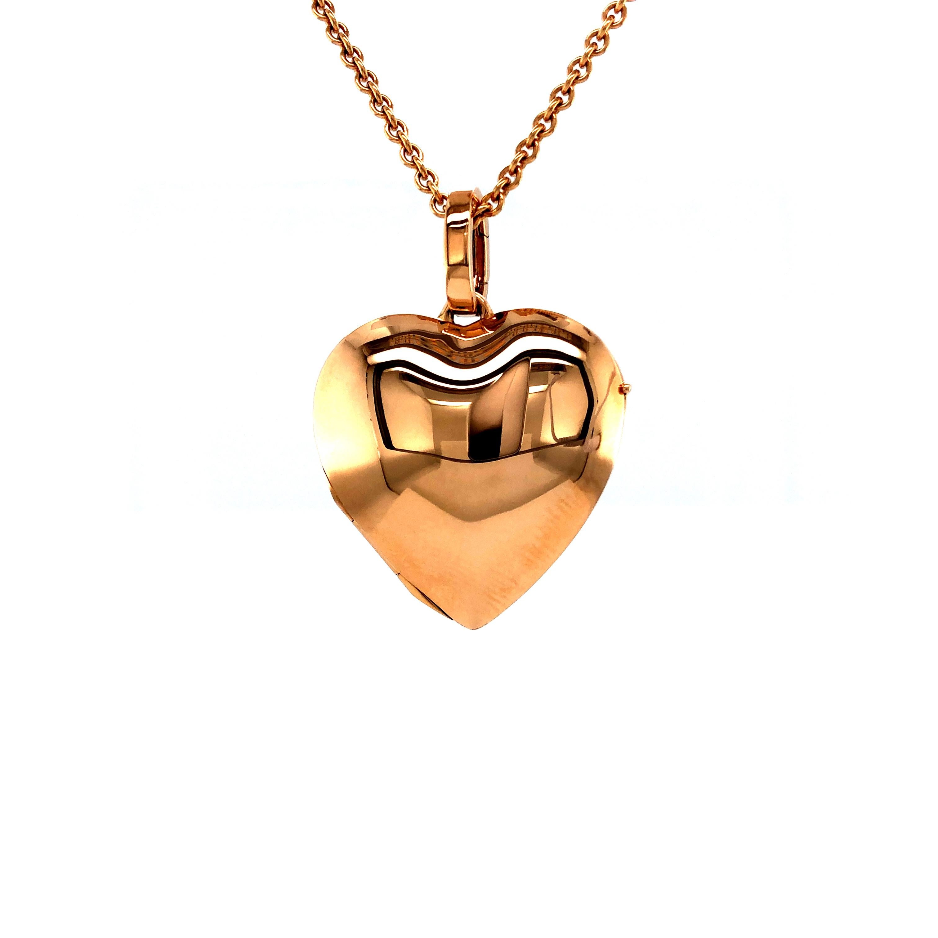 Collana con ciondolo lucido a forma di cuore personalizzabile in oro rosa 18k 25 mm x 25 mm In condizioni Nuovo in vendita a Pforzheim, DE