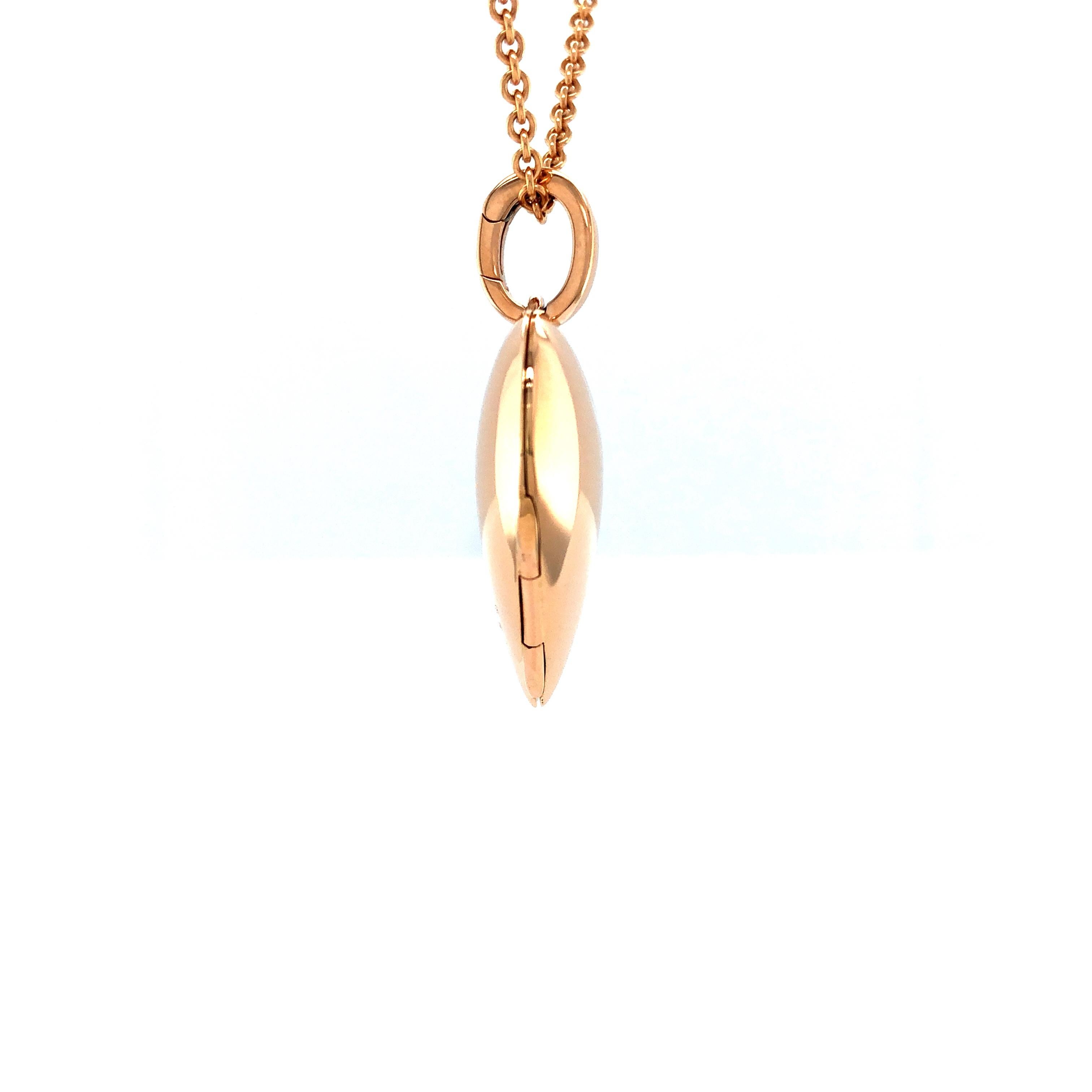 Donna Collana con ciondolo lucido a forma di cuore personalizzabile in oro rosa 18k 25 mm x 25 mm in vendita