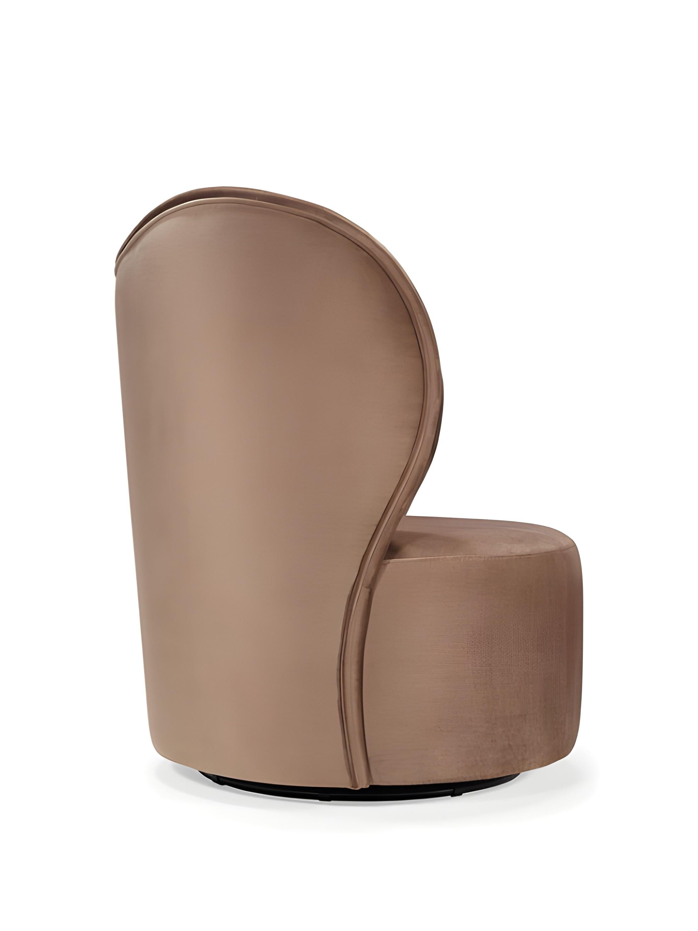Fauteuil pivotant en velours de style Hollywood Regency personnalisable en vente 2