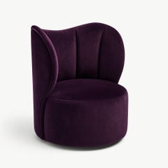 Customizable Hollywood Regency Style Swivel Armchair in Velvet