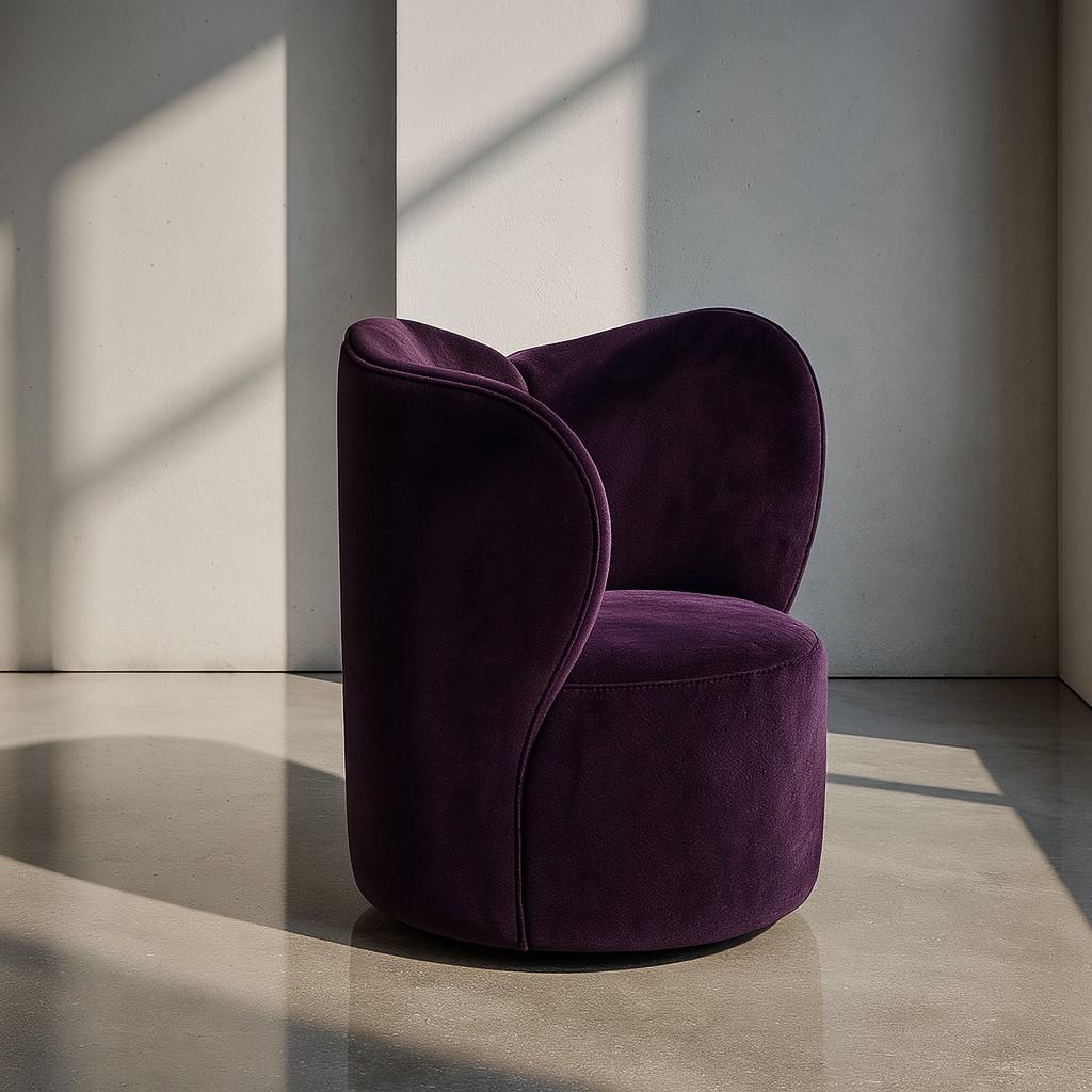 Mid-Century Modern Customizable Hollywood Regency Style Swivel Armchair in Velvet For Sale