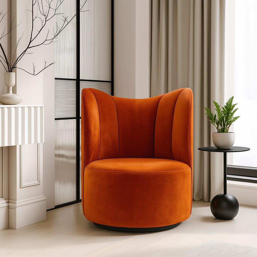 Contemporary Customizable Hollywood Regency Style Swivel Armchair in Velvet For Sale