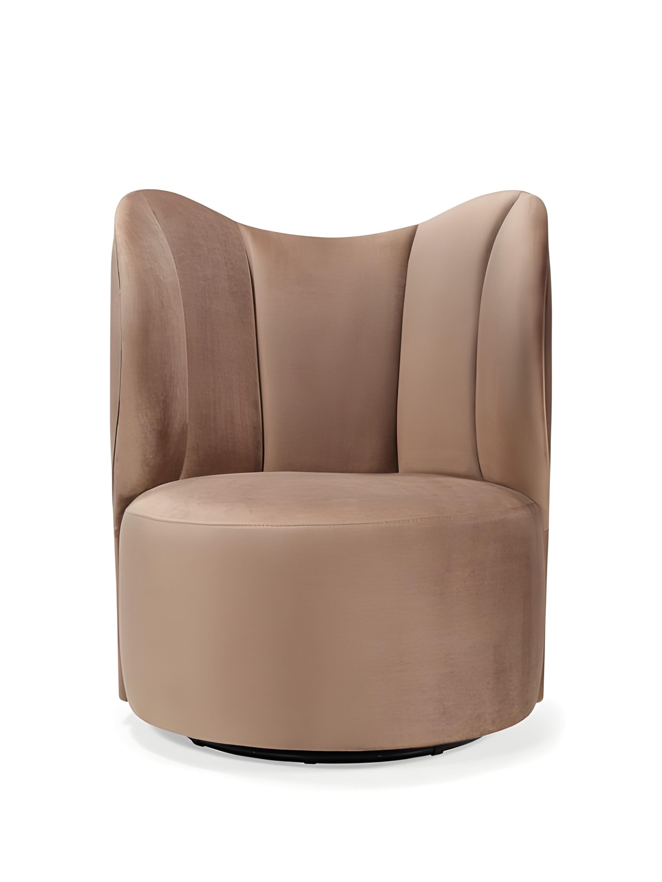 Fauteuil pivotant en velours de style Hollywood Regency personnalisable en vente 1