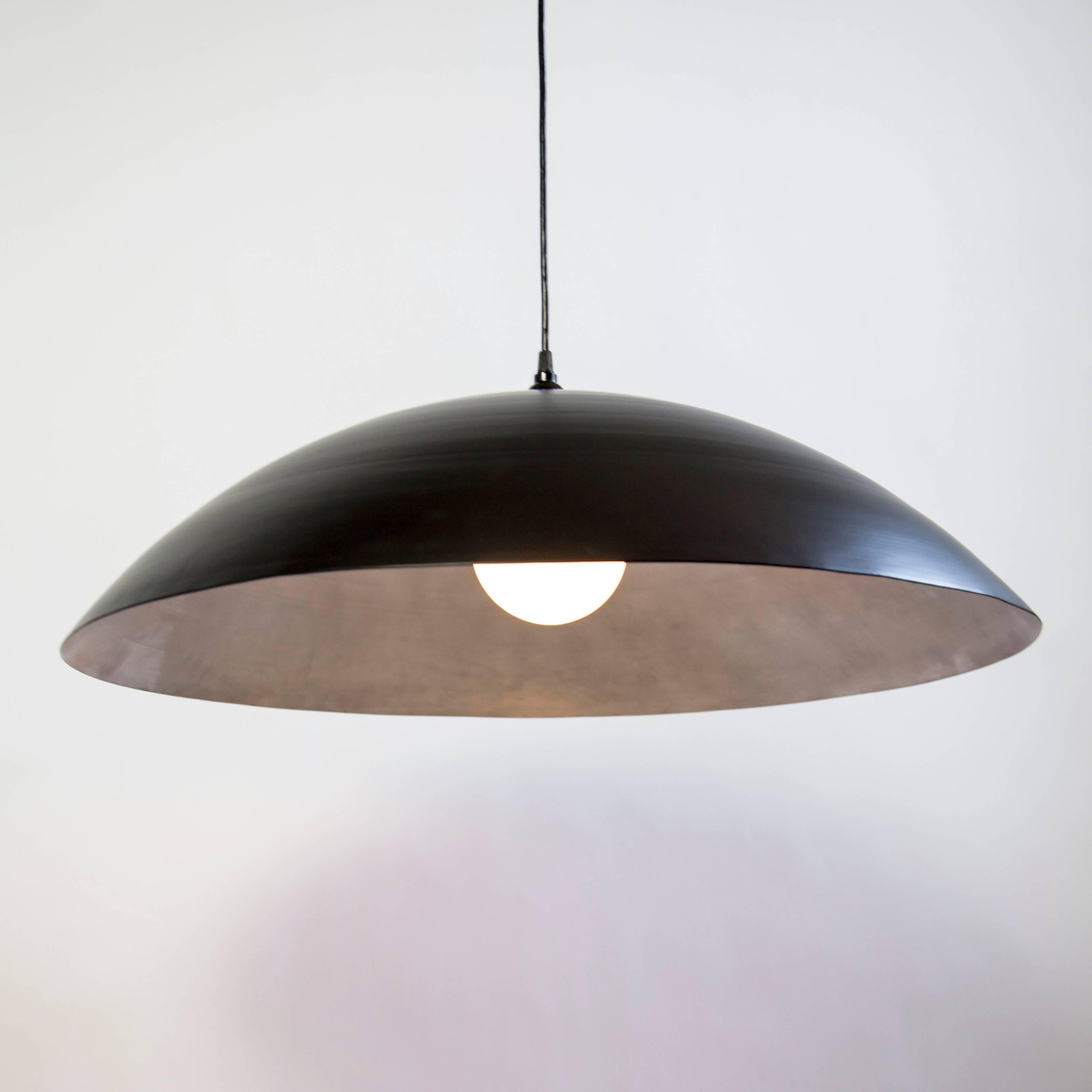 Mid-Century Modern Customizable Oversized Pendant by RESEARCH Lighting, Black and Silver, MTO For Sale