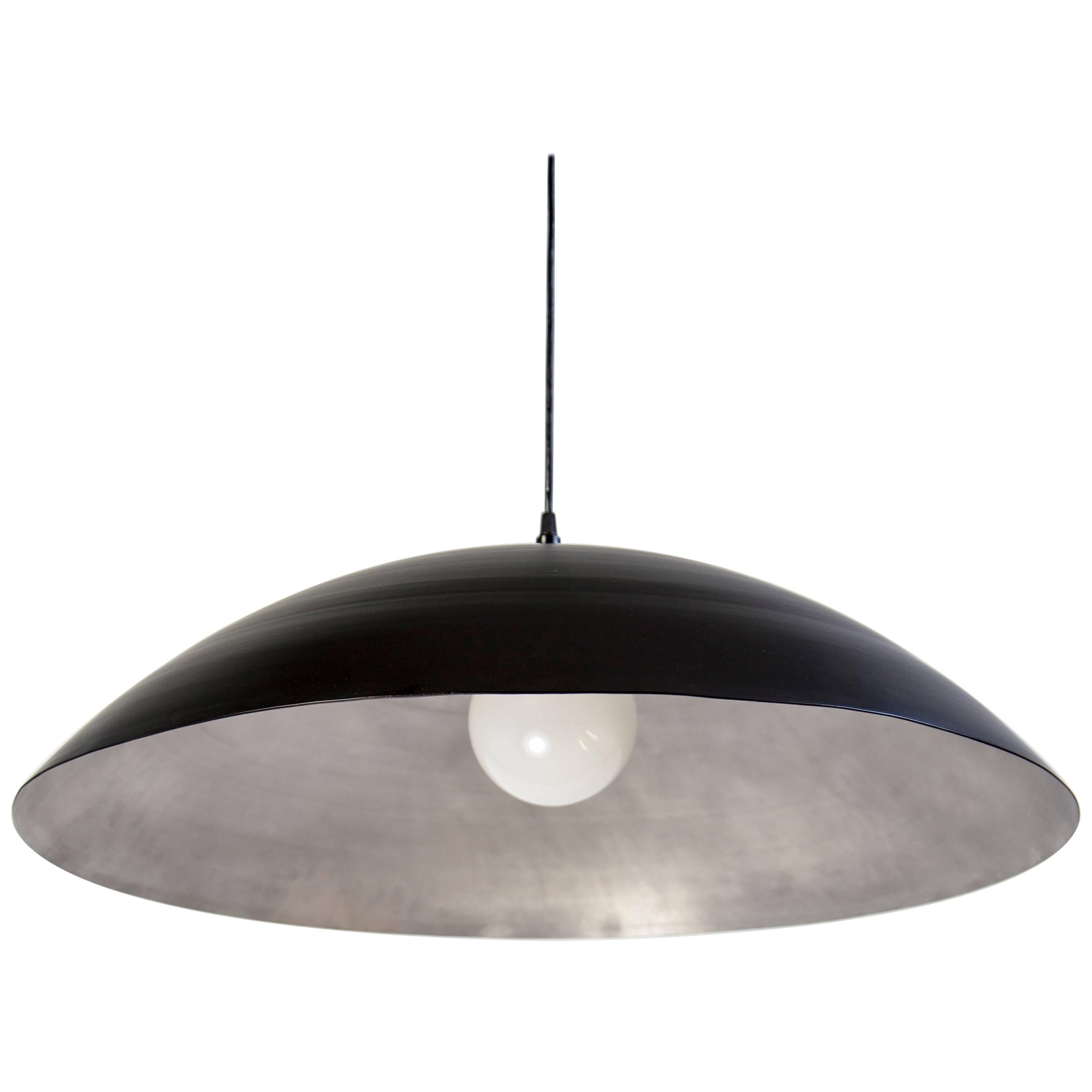 Customizable Oversized Pendant by RESEARCH Lighting, Black and Silver, MTO For Sale