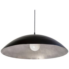 Customizable Huge Industrial Dome Pendant Lamp, Black and Silver, Aluminium