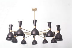 Enorme candelabro personalizable de 12 brazos estilo Stilnovo 24 luces, EE.UU.