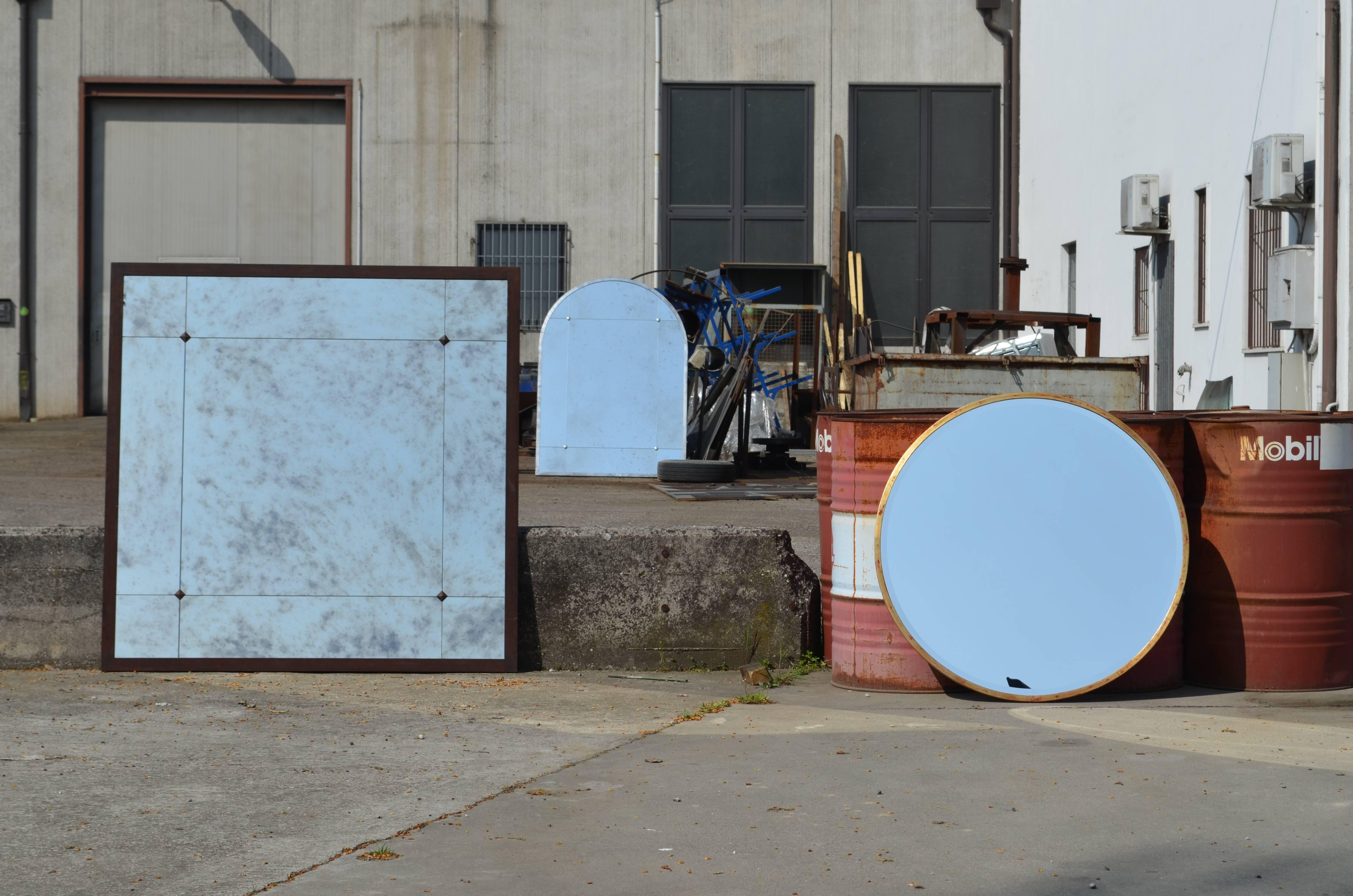 Customizable Industrial Style Window Pane Distressed Glass Rusty Look