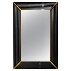 Anpassbare italienische Art Deco Design schillernde schwarz Murano Glas Messing Spiegel