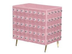 Customizable Italian Pink Murano Glass Cabinet with Birch Wood