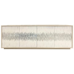 Customizable Ivory Buffet in White/Silver Wave Glass Mosaic by Ercole Home