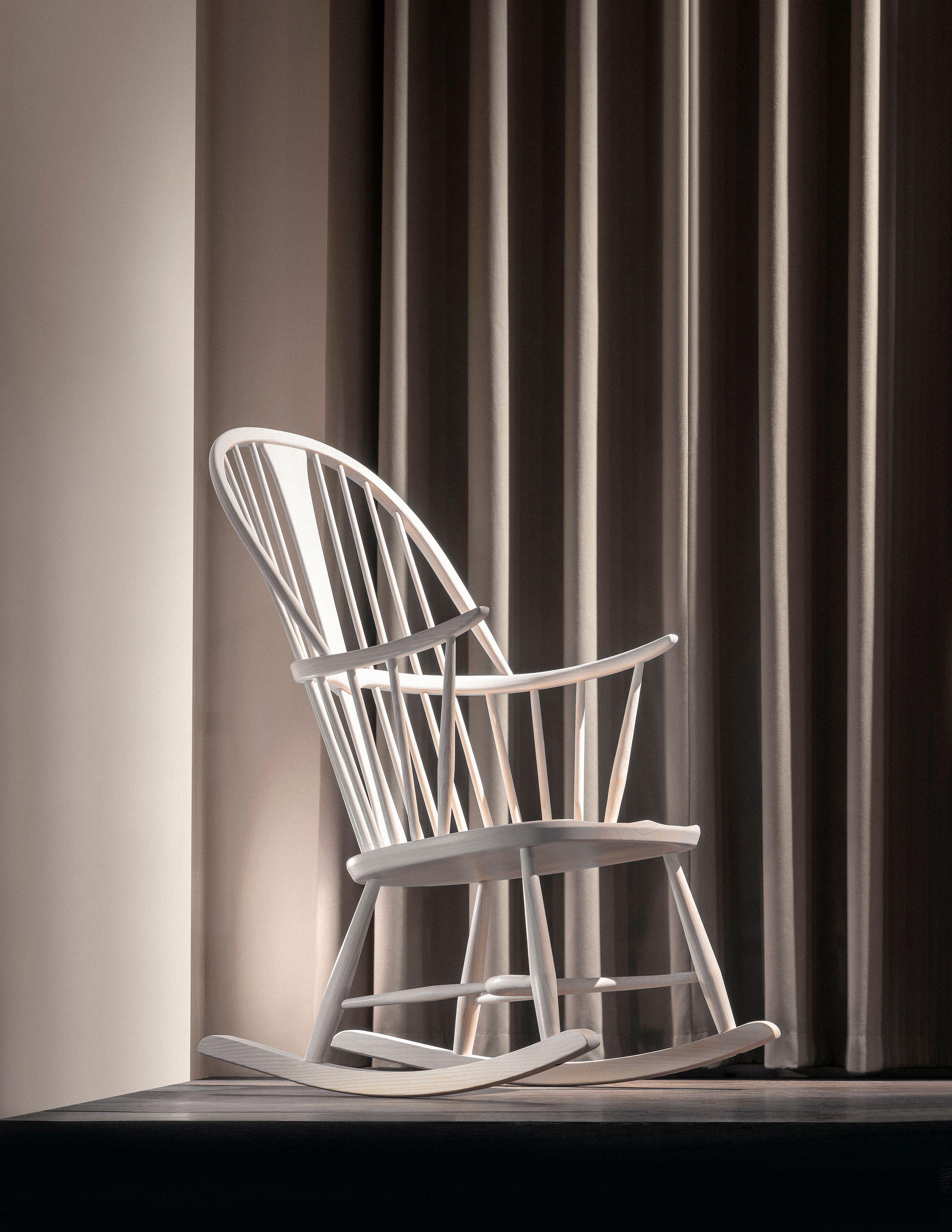 British Customizable L.Ercolani Chairmakers Rocker by Lucian R Ercolani For Sale