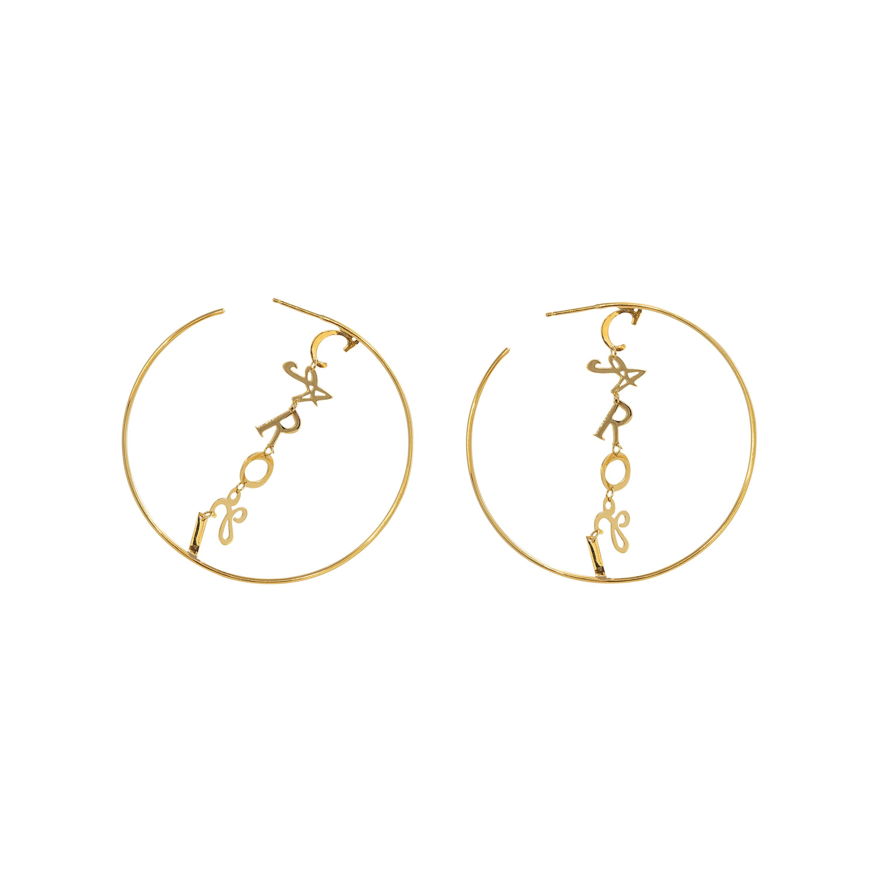 Modern Personalize 18K Yellow Gold Bespoke Hoops Contemporary Letter Design Earrings For Sale