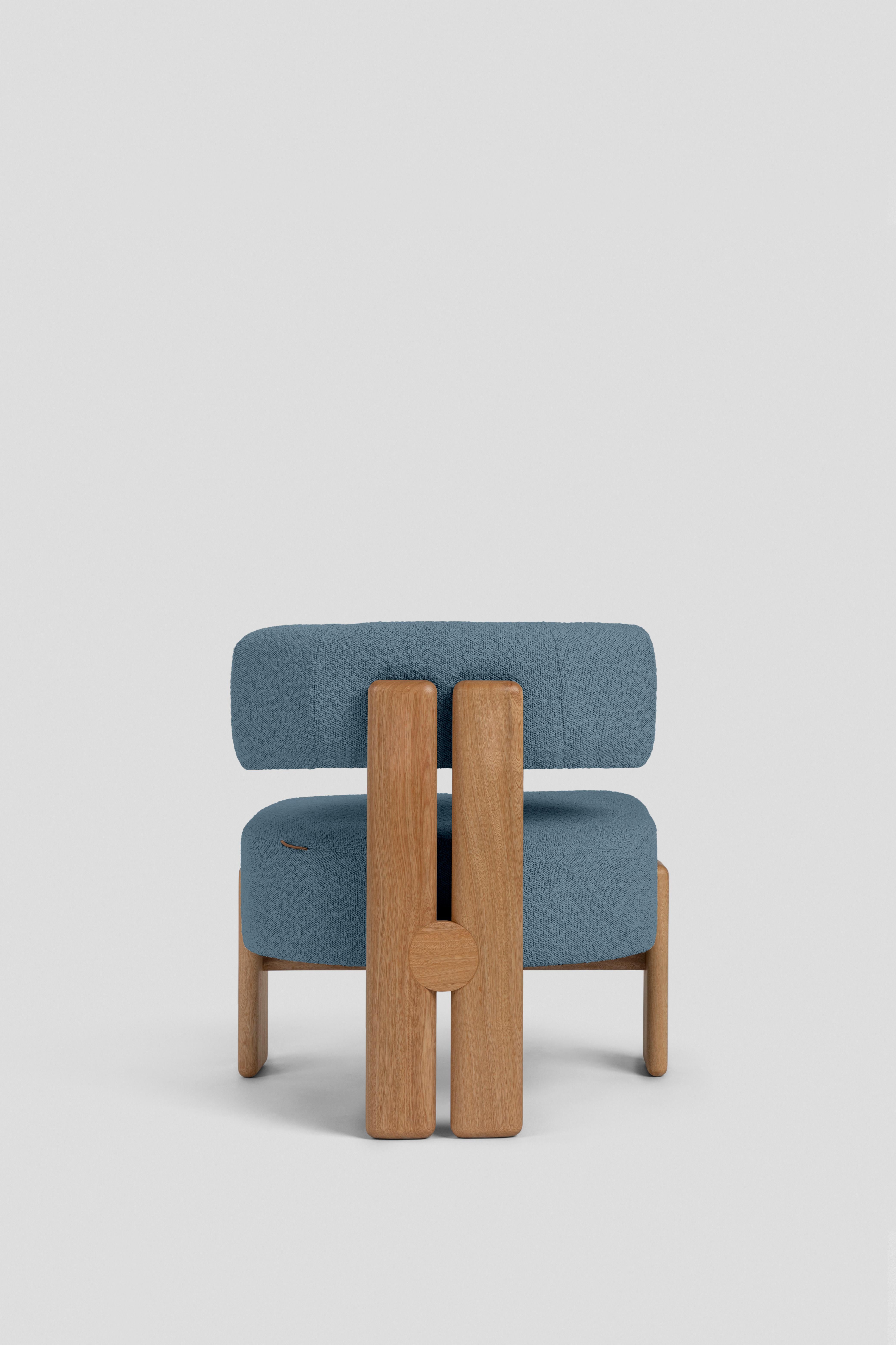 Anpassbare Lounge  Stuhl de la Paz, Massivholz und Polsterung Blau (Moderne) im Angebot