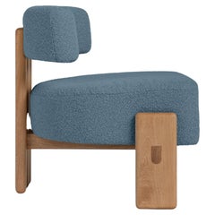 Salon personnalisable  Chaise de la Paz, bois massif et tapisserie bleue