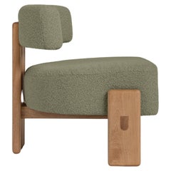 Salon personnalisable  Chaise de la Paz, bois massif et tapisserie vert olive