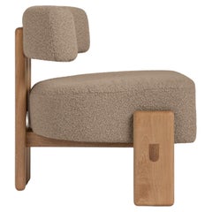 Salon personnalisable  Chaise de la Paz, bois massif et tapisserie beige poivre