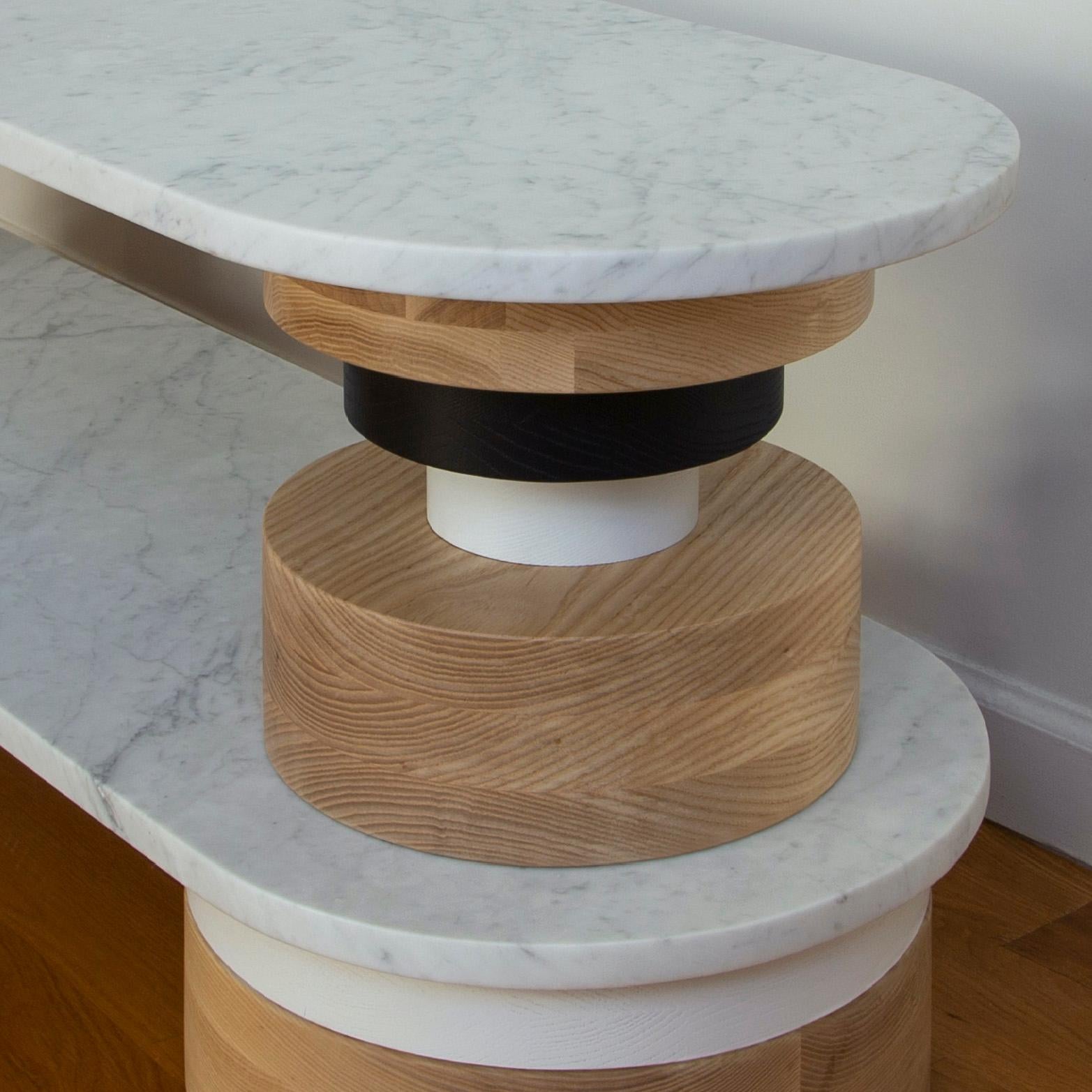 Modern Customizable Low Sass Console Table from Souda, White Marble Top, Entryway Table For Sale