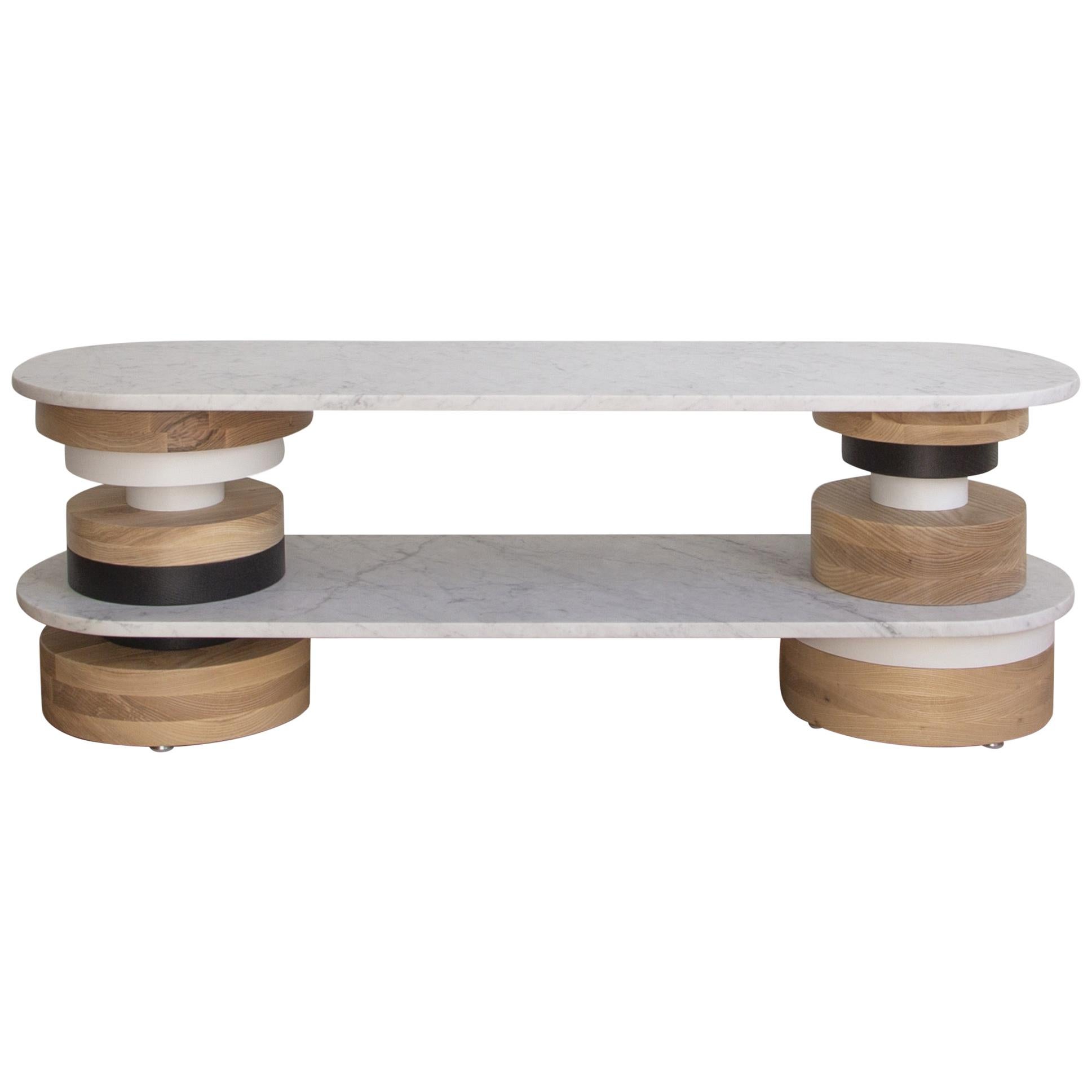 Customizable Low Sass Console Table from Souda, White Marble Top, Entryway Table