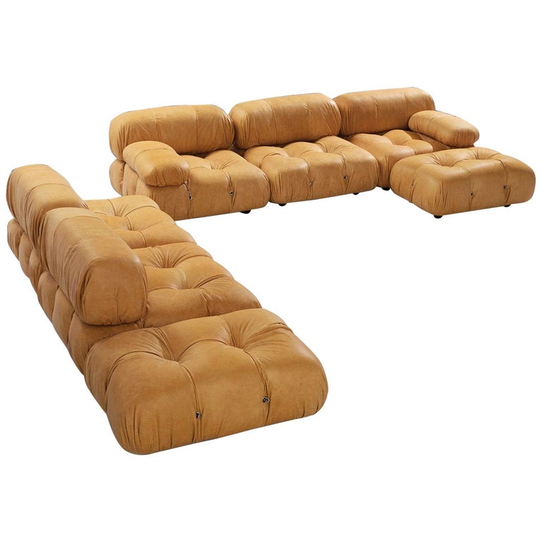 Customizable Mario Bellini 'Camaleonda' Modular Sofa in Cognac Leather For Sale