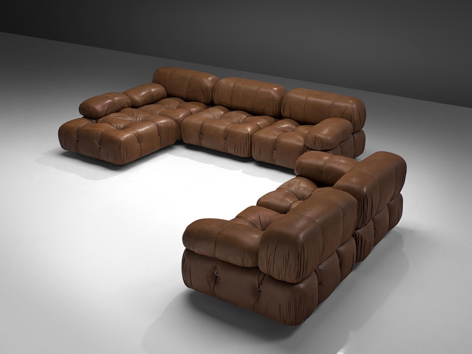 Customizable Mario Bellini 'Camaleonda' Modular Sofa in Original Leather In Good Condition In Waalwijk, NL