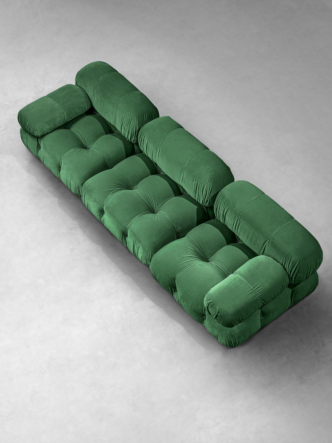 Post-Modern Customizable Mario Bellini 'Camaleonda' Sofa in Emerald Green Velvet