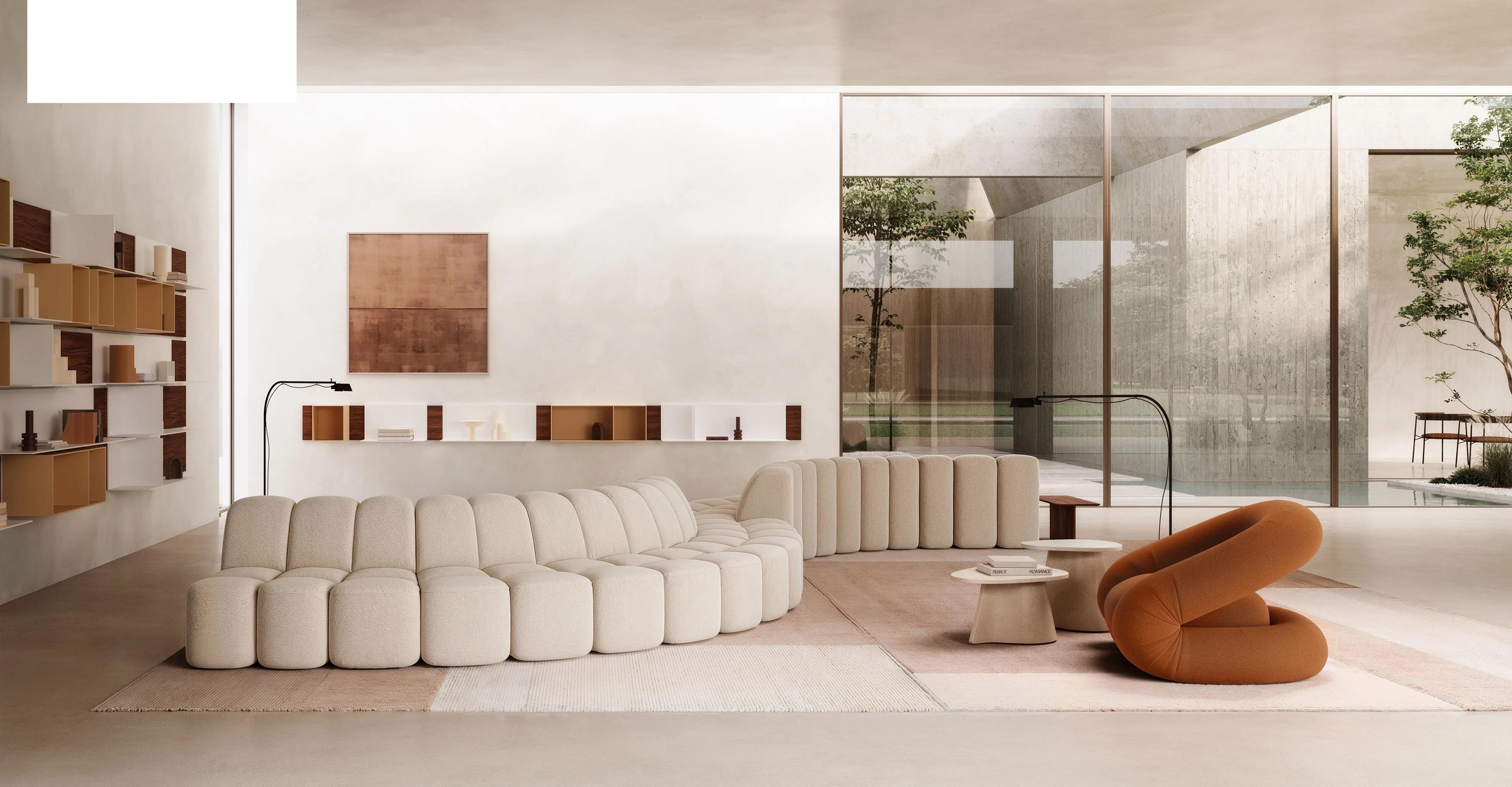 swivel or non swivel - price listed for non swivel and starting fabric

The Peggy armchair interprets a strong market trend: the taste for a “soft home”.
With its curvy, enveloping design, this chair conveys a sense of security, protection and