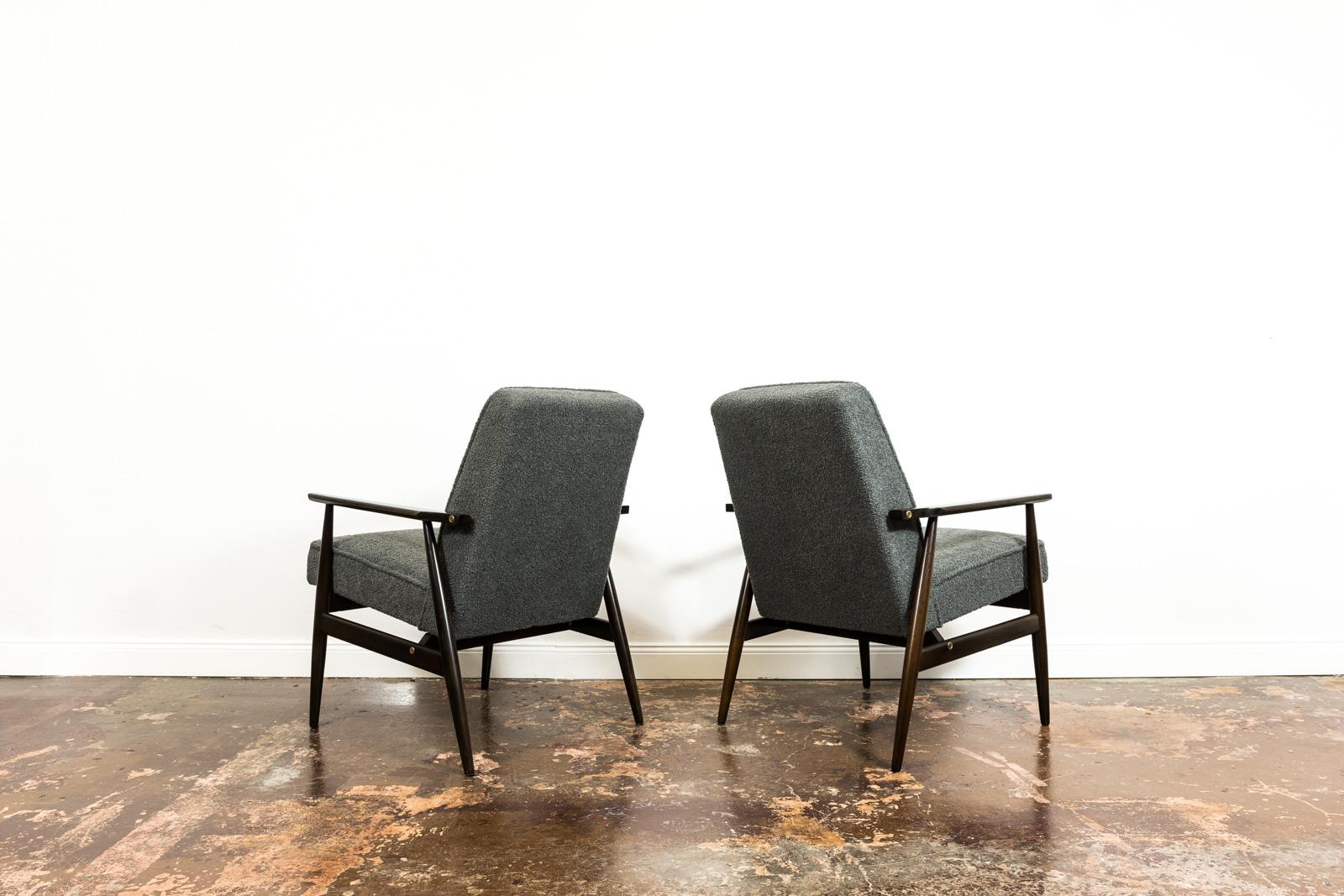 Customizable Pair Of Mid Century Armchairs Type 300-190 by H.Lis, 1960's In Good Condition For Sale In Wroclaw, PL